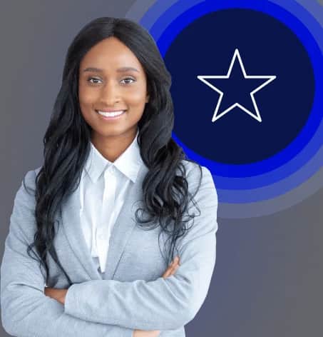 Business woman looking at camera smiling