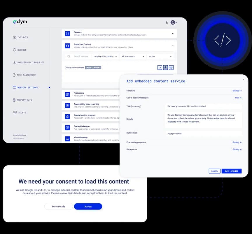 Clym embedded content visual