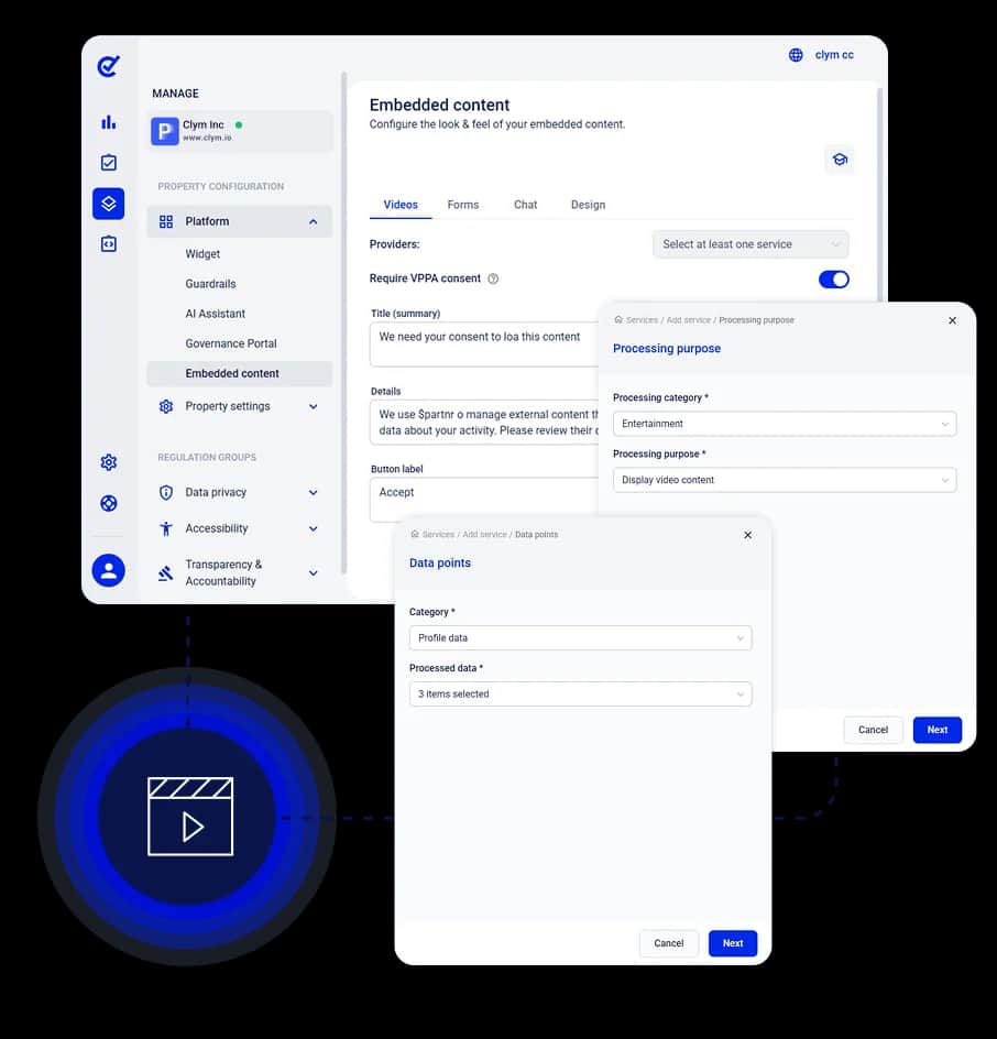 Clym visual for consent settings
