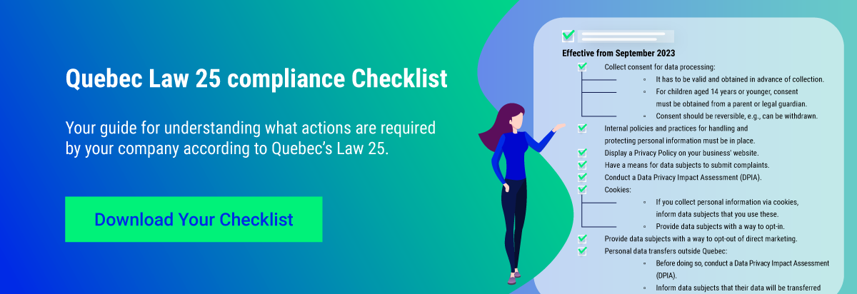 Downloadable Quebec Law 25 checklist