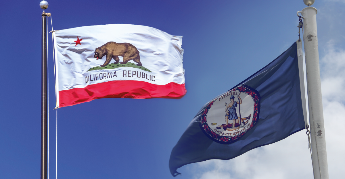 state flags of California and Virginia side by side
