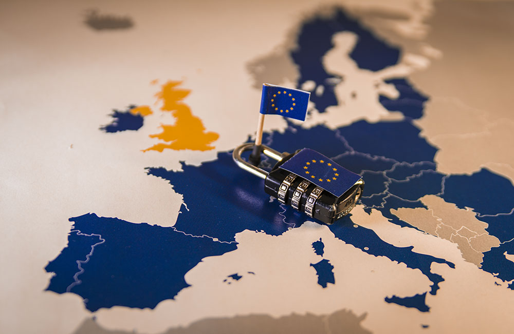 padlock over map of EU