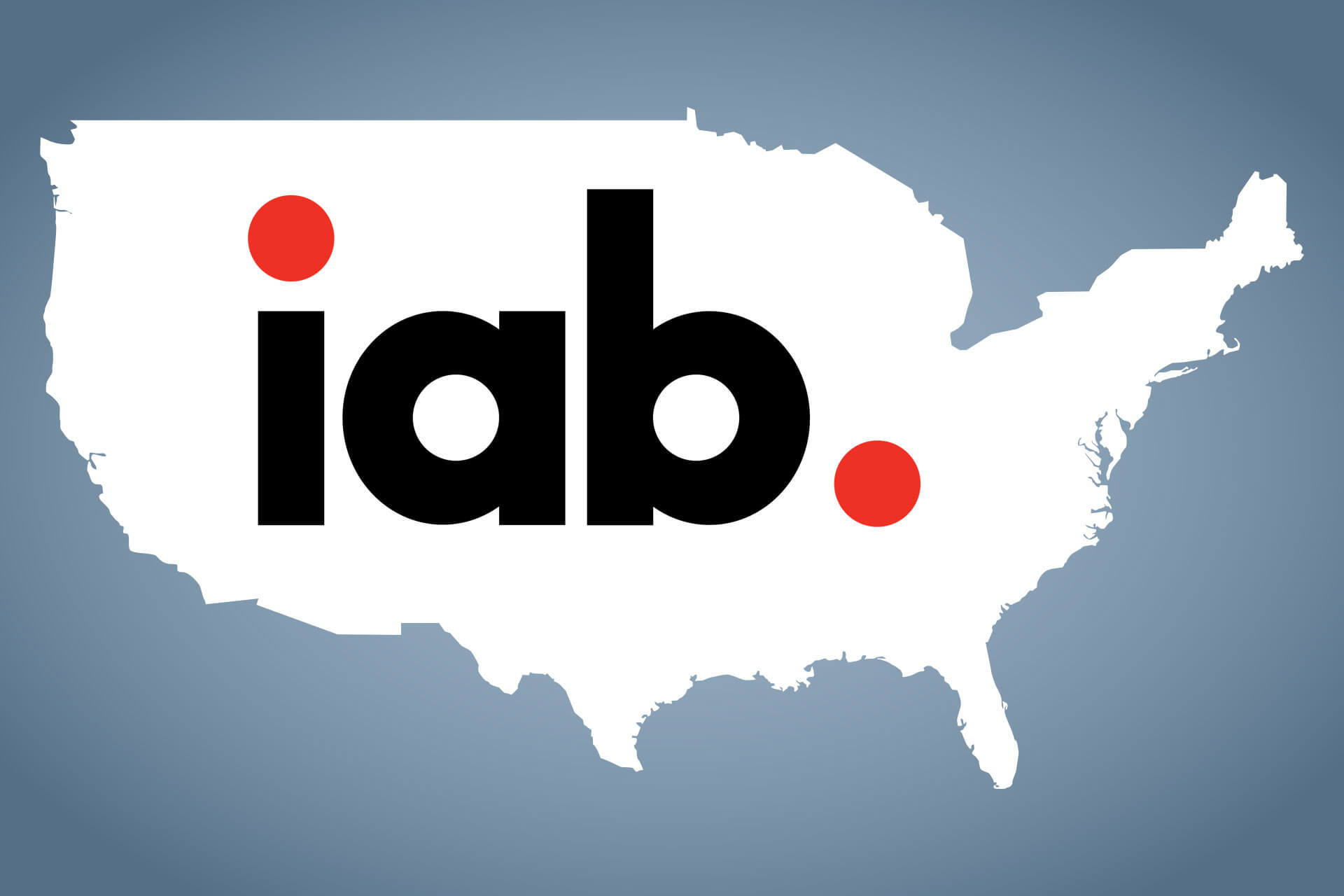 USA map outline with iab written over it