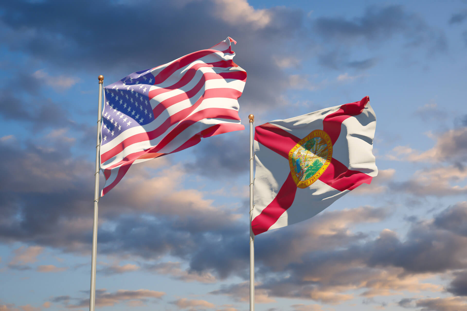USA and Florida state flag