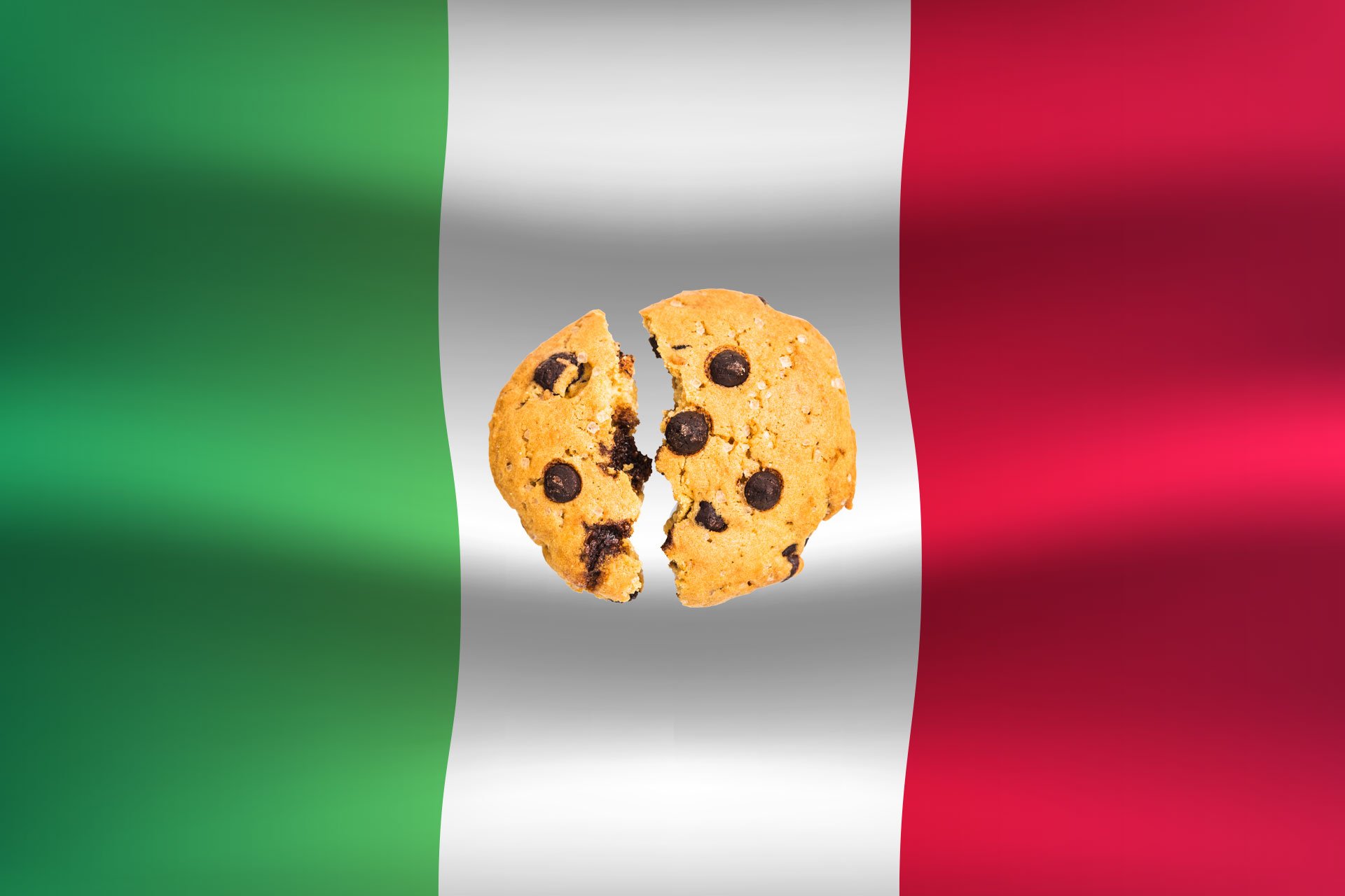 cookie broken in two over flag of Italy