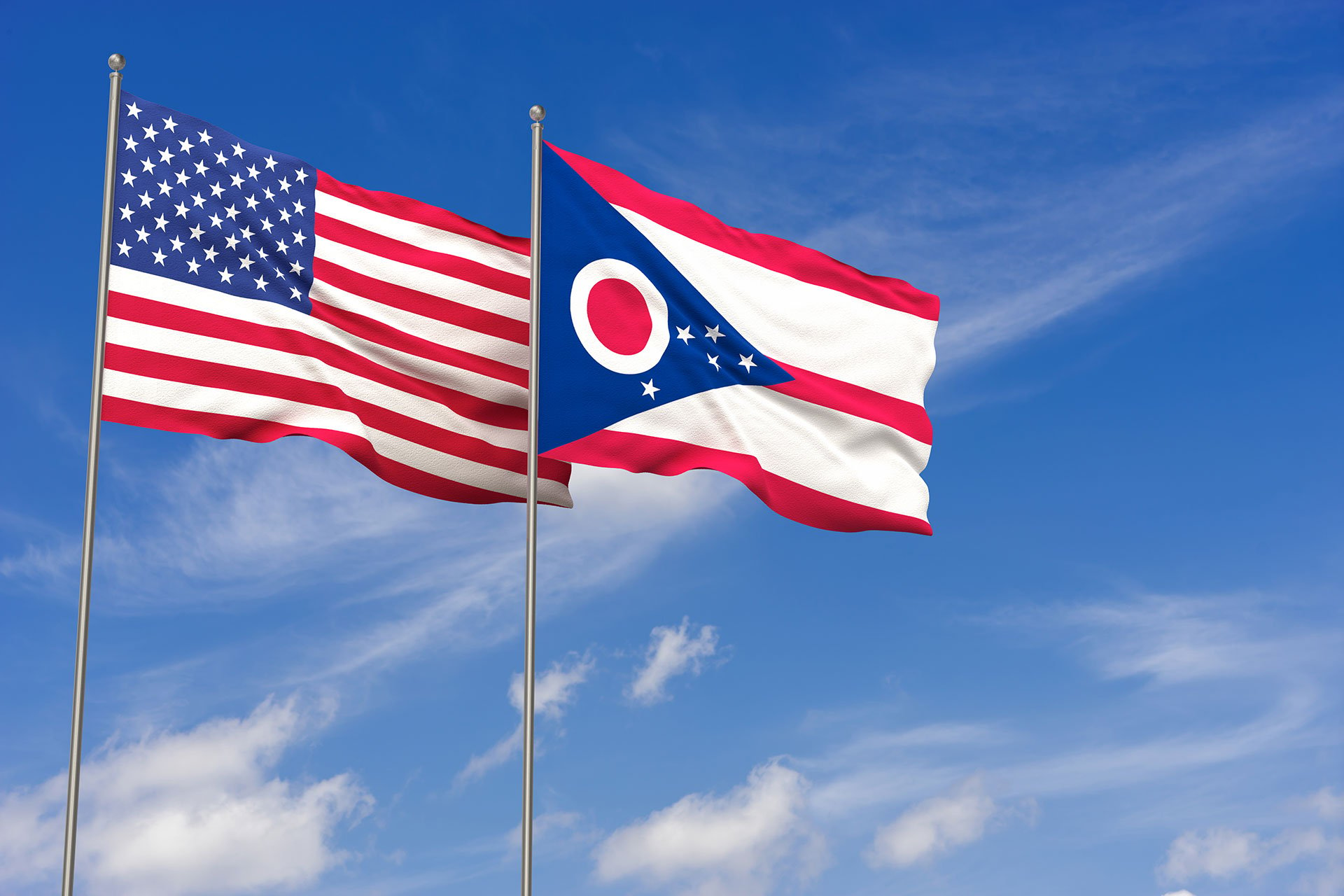 USA and state of Ohio flags