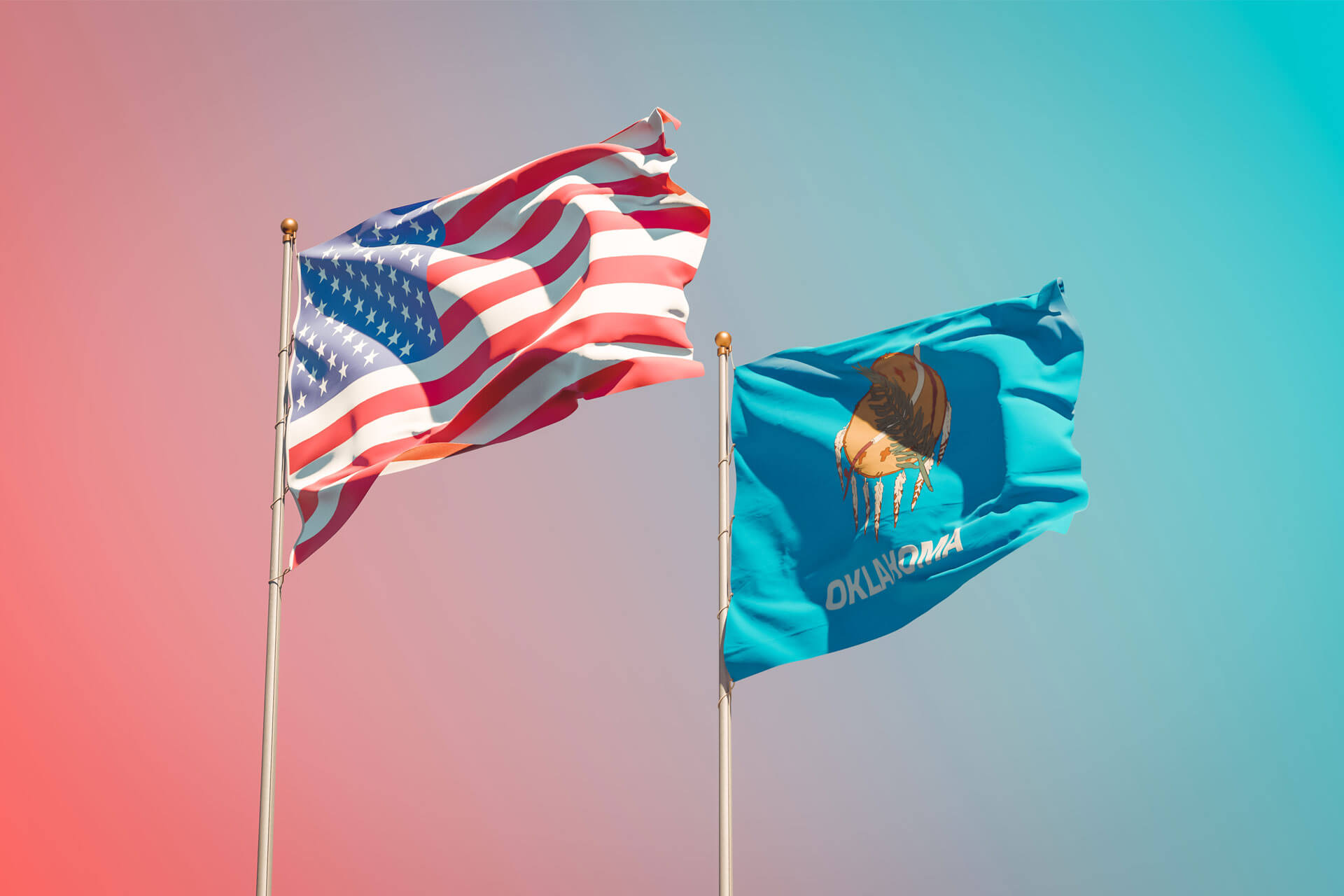 USA and Oklahoma state flags