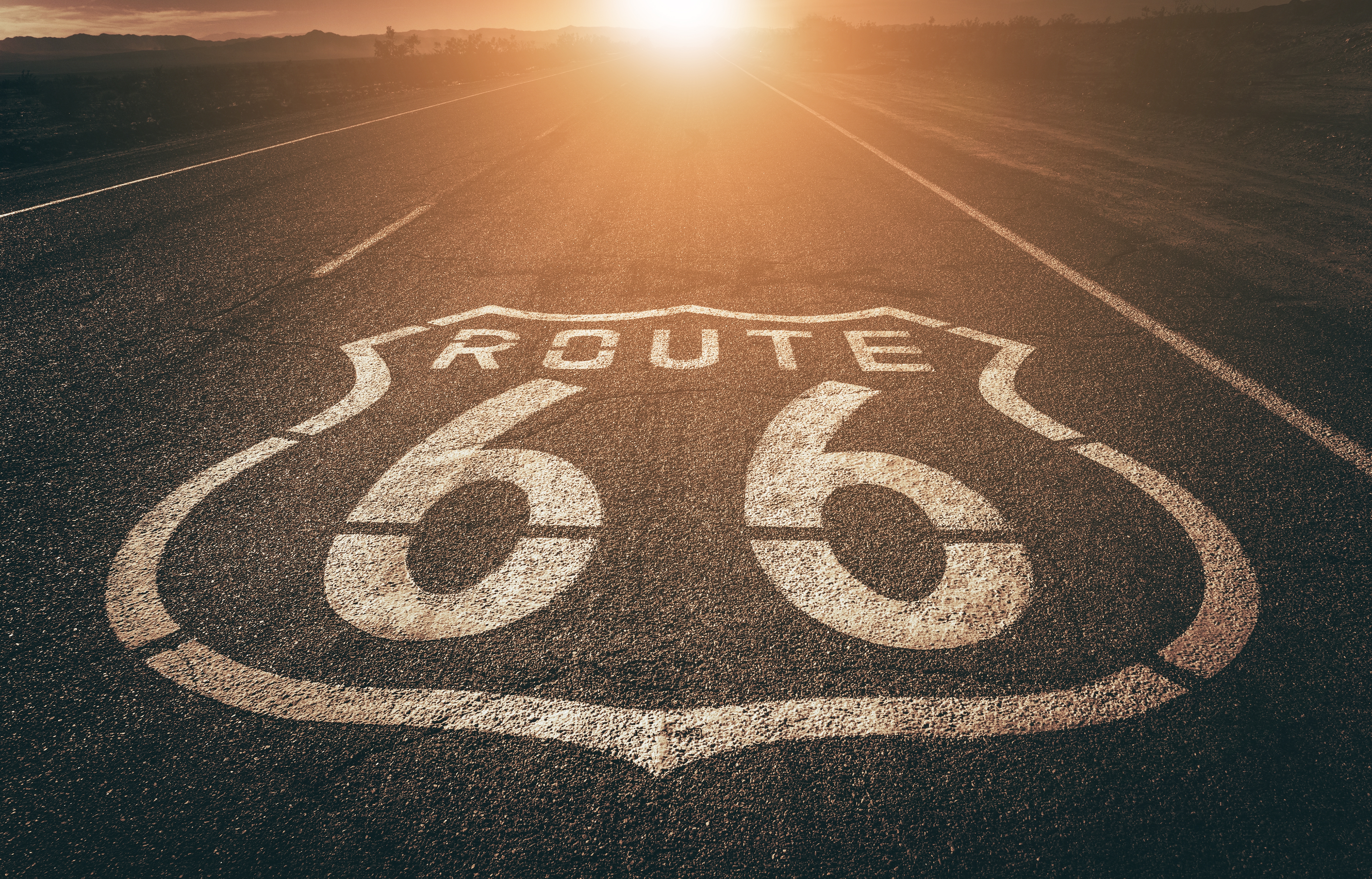 photo of road with Route 66 written on it