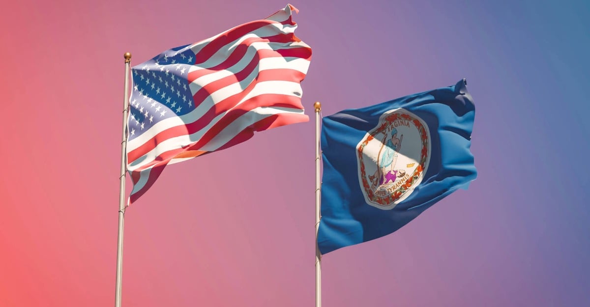 USA and state of Virginia flags